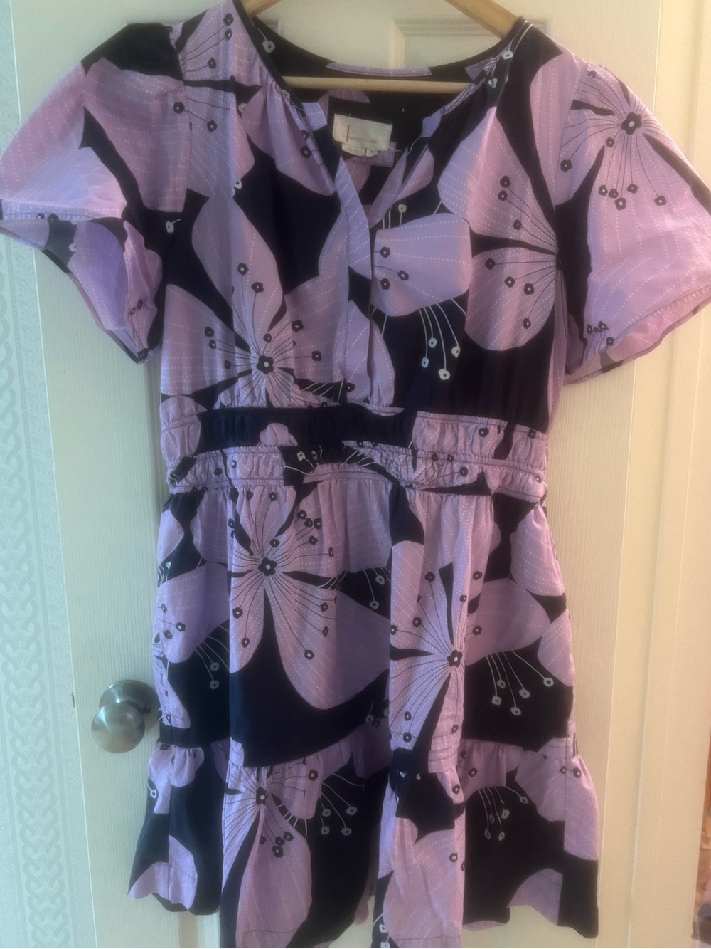 by Anthropologie the somerset mini dress in purple floral print size XL